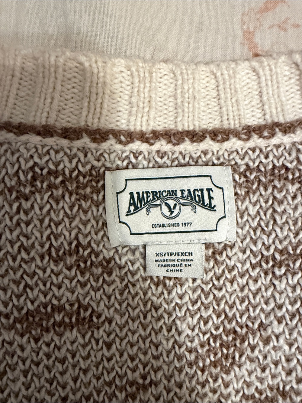 American Eagle Outfitters Cream and Brown Paisley Knit Cardigan - Picture 2 of 2